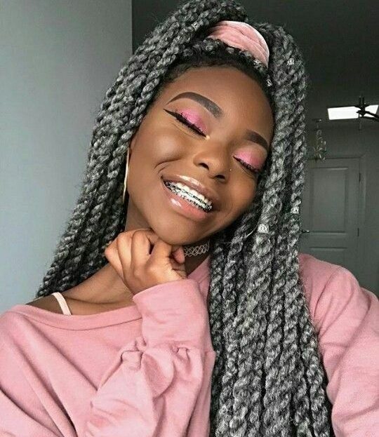 High ponytail with box braids
