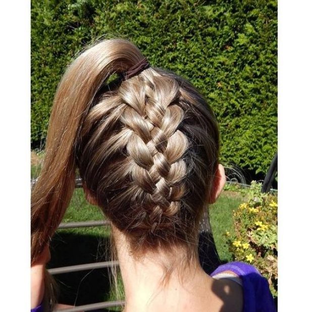 Upside Down 5 strand Braid and Bun
