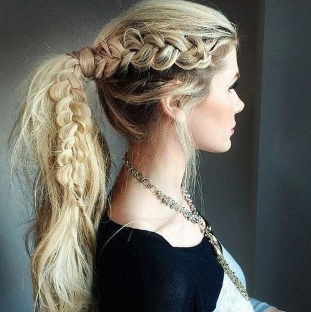Messy Pony With Lace Braid