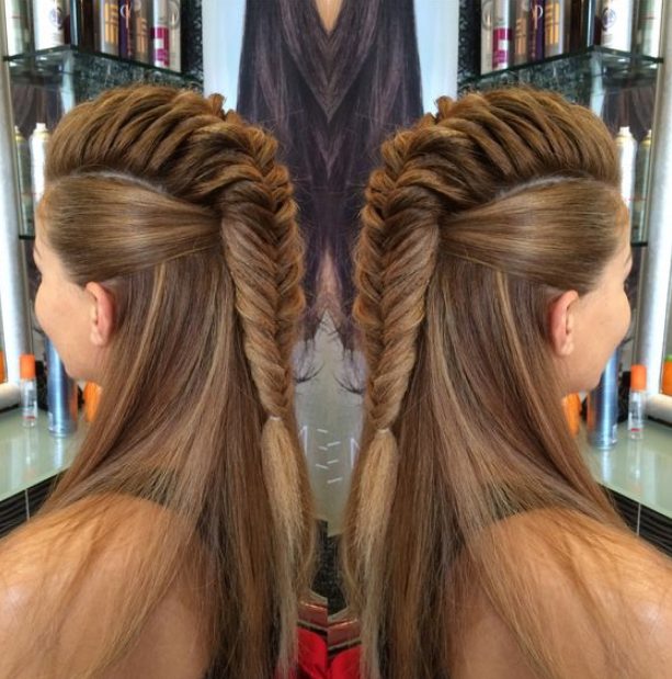 Half up fishtail braid