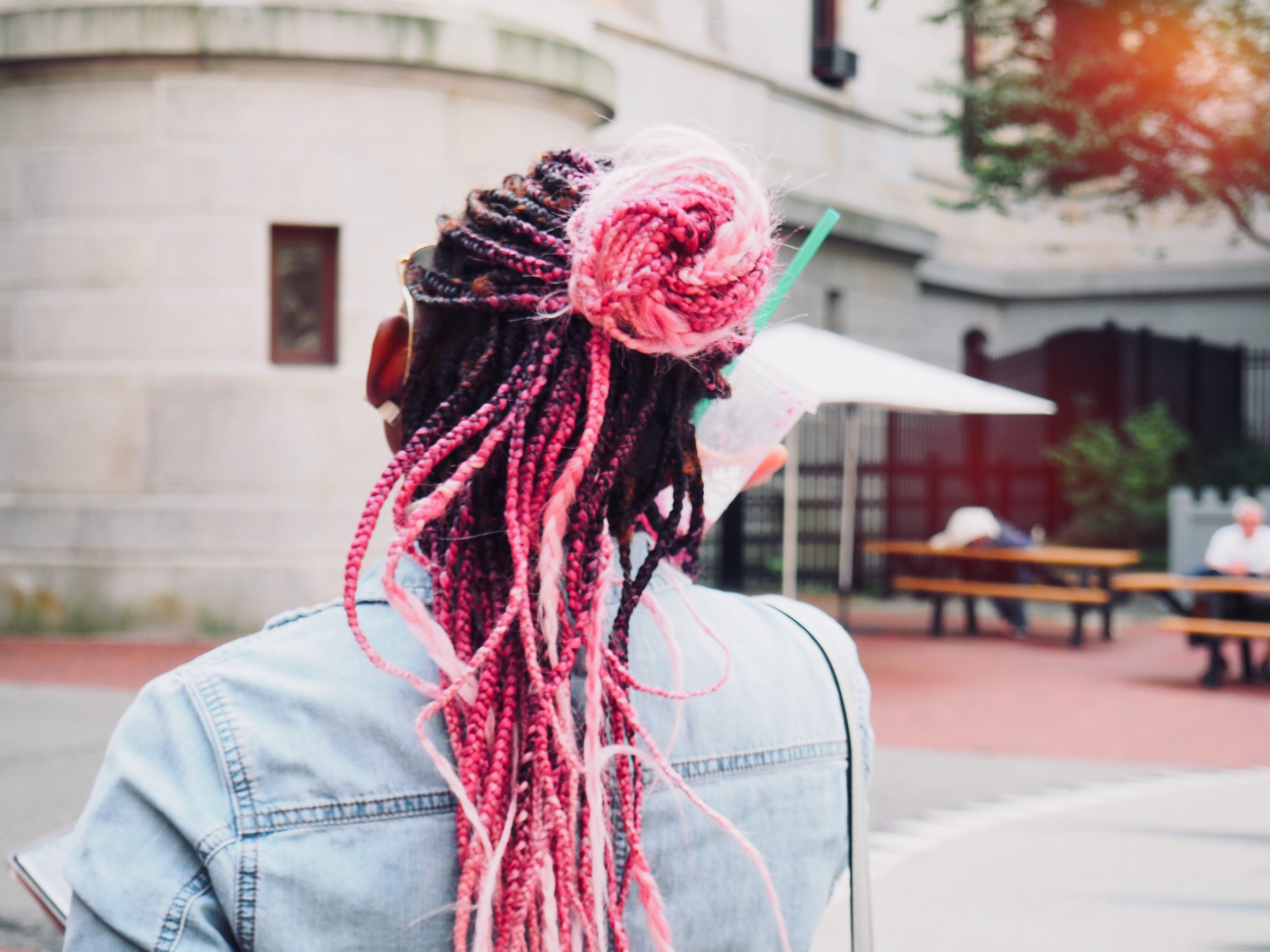 Box Braid With Ribbon