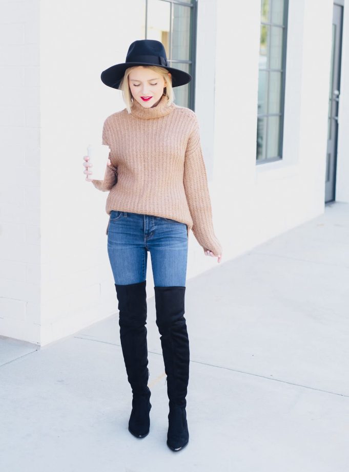 putting on over-the-knee boots might make you appear shorter. Photo by Cathy, via Poor Little It Girl.