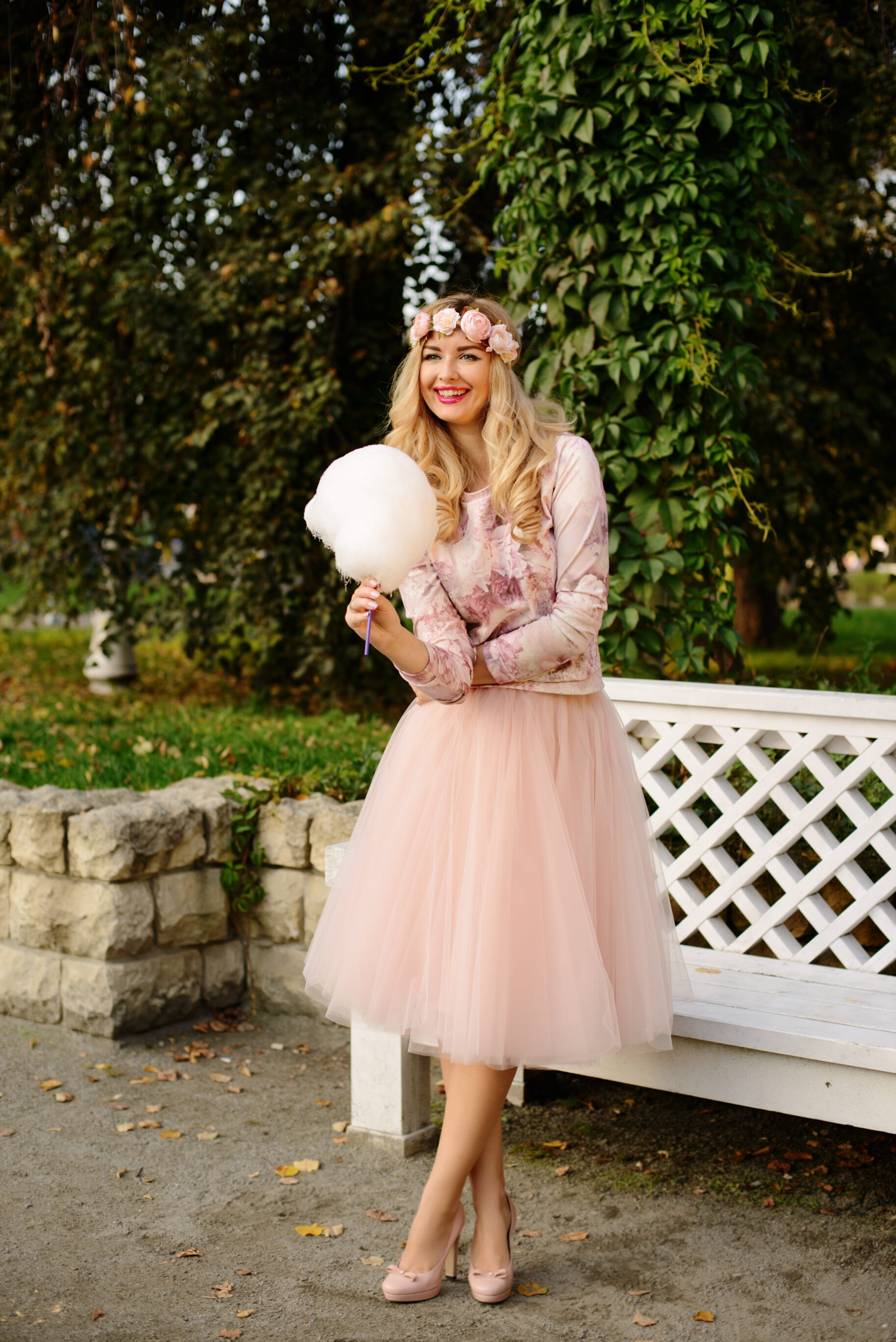 Pink Blouse And Pink Tulle Skirt