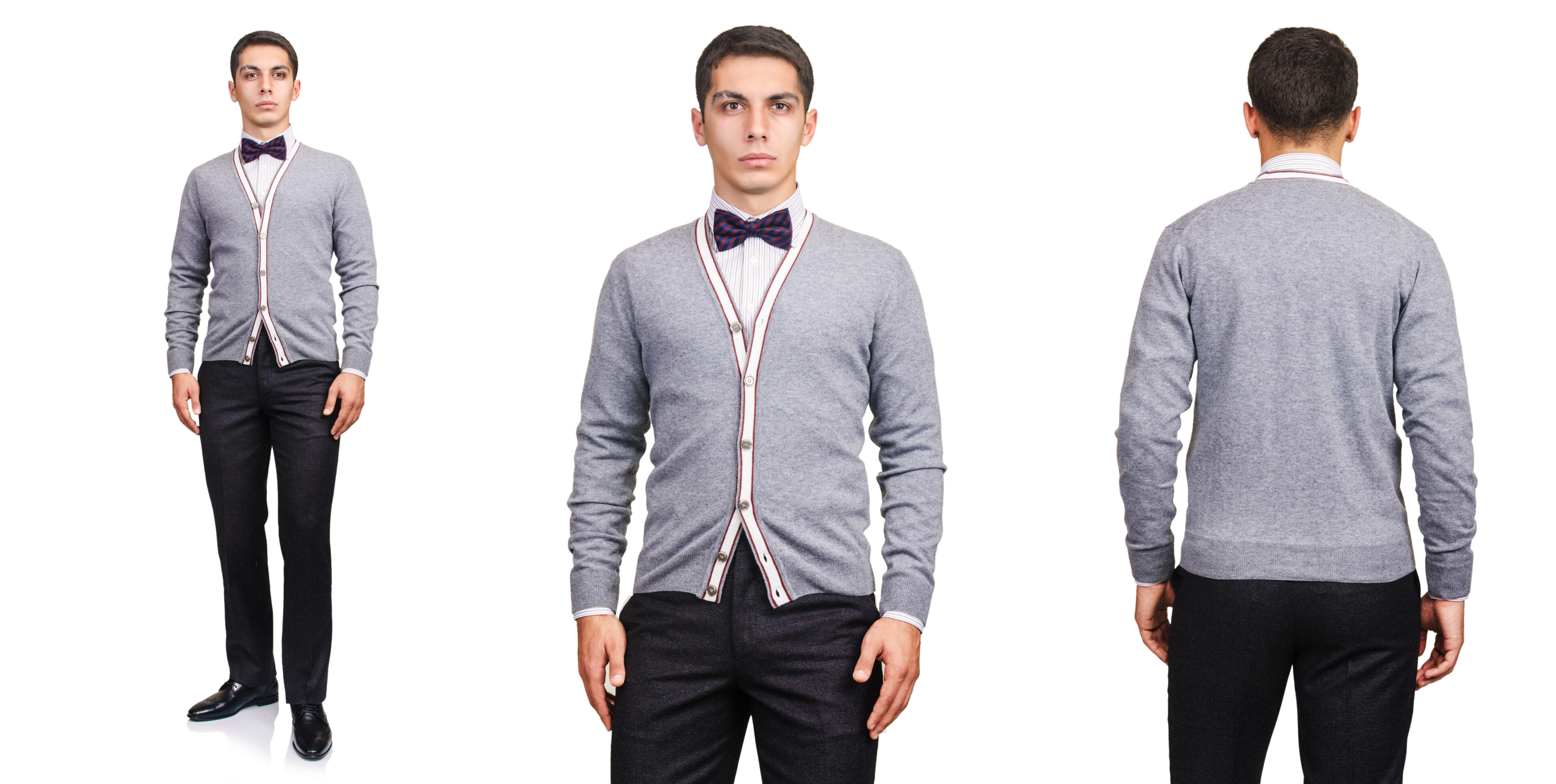 Dress Shirt And Dress Pants With A Sweater Vest And A Bow