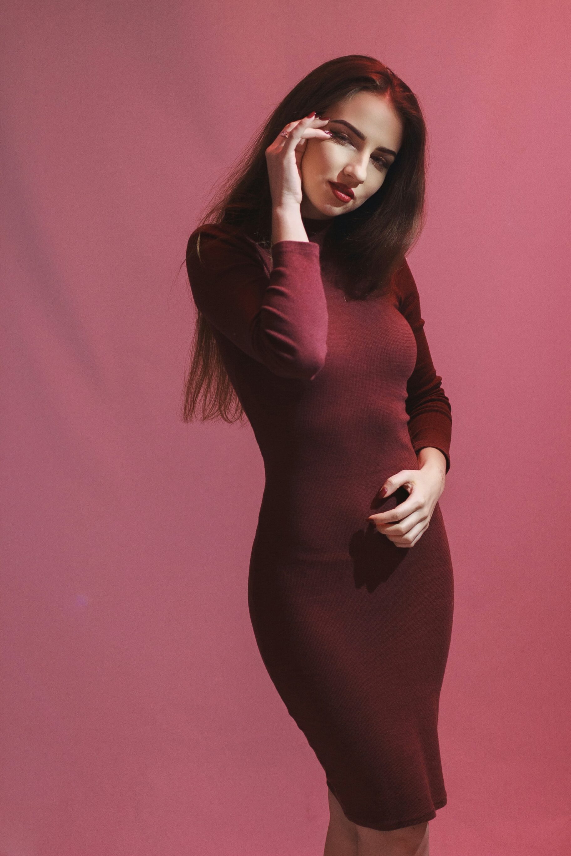 Long Sleeve High Neck Bodycon Dress