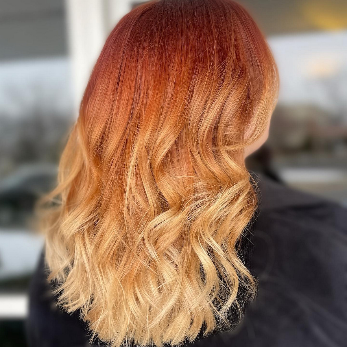 Blonde Hair Ombre With Bright Red Hair